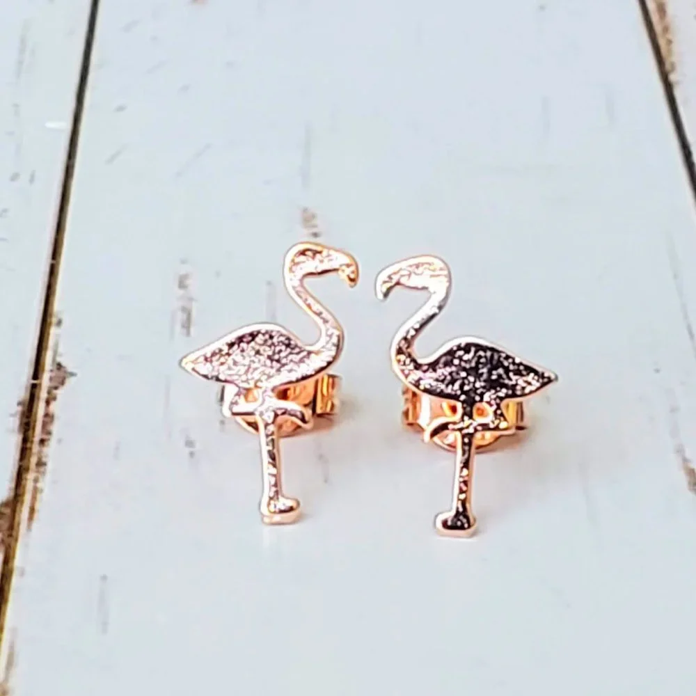 Rose Flamingo Earrings - Picture 5 of 6